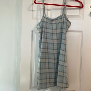Blue plaid mini dress